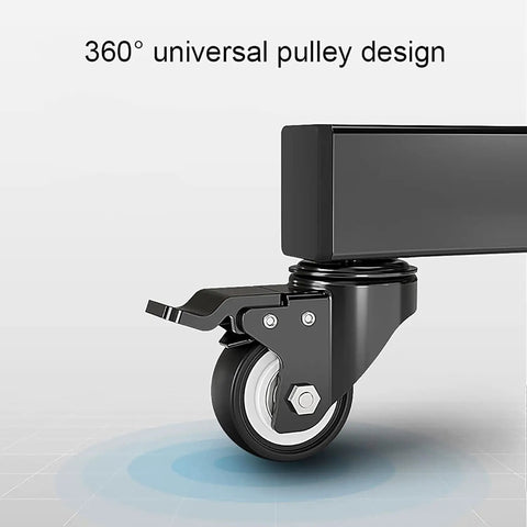 Straight Up Solid Rolling TV Cart With Height Adjustable Monitor Arms And Heavy Duty Mobile Entertainment Stand On Smooth Glide Casters close-up of 360° universal pulley wheel functionality.