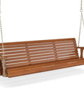 Built Tough Outdoor Wooden Porch Swing With Adjustable Chains 880 Lb Capacity 5 Ft Brown Garden Bench Seat For Patio Courtyard Weather Ready Backyard Swing