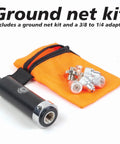 Replacement Adapter Sleeve For 3 8 24 To SO239 Fits Antenna Tripod Tower next to orange pouch with connectors and ground net kit