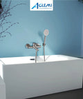 Brushed Nickel Tub Filler With Wall Mount And Handheld Sprayer, 6 Inch Center, Single Handle Shower Mixer Faucet Built To Last SUS304
