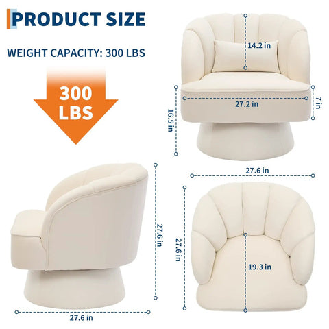 Ultra Comfy 360 Degree Velvet Swivel Barrel Chair With Plush Padding And Striped Backrest dimensions and weight capacity