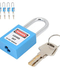 Heavy Duty Safety Lockout Tagout Padlock Size 1.5 Inches Six Pack Blue Nylon And Steel Body For Industry Use, blue lock with keys