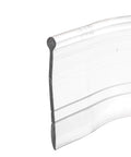 Close-up of Vinyl Shower Door Bottom Sweep, 37 Inch By 1 Inch Strip, Clear Replacement Seal for Hinged Shower Doors.
