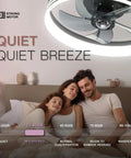 Family relaxing under Modern Flush Mount Ceiling Fan With Lights Remote Control Low Profile LED Dimmable Ceiling Fan Light 5 Blades 6 Speed Quiet Reversible Indoor Use For Bedroom Living Room Office Dining Area Kids Room