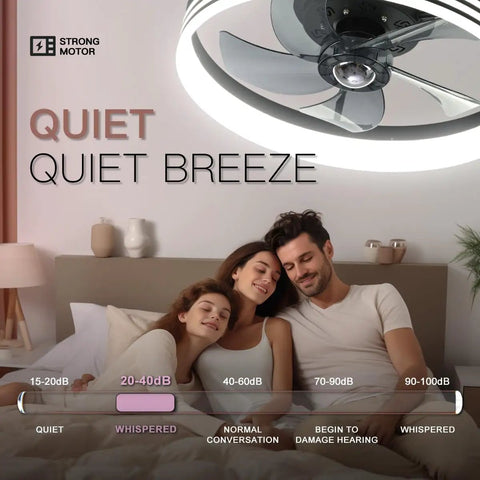 Family relaxing under Modern Flush Mount Ceiling Fan With Lights Remote Control Low Profile LED Dimmable Ceiling Fan Light 5 Blades 6 Speed Quiet Reversible Indoor Use For Bedroom Living Room Office Dining Area Kids Room