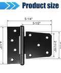 Heavy Duty Gate Hinges 6 Pack Black Iron 3.5 Inch Swing Door Hinges For Wood Shed Barn Fence Gates Screws Included Durable 1.2 Inch Thick Solid Steel Supports Up To 60 Lbs Per Gate Anti Corrosion Finish size diagram