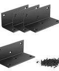 Heavy Duty 4 Inch L Shaped Right Angle Bracket With Screws 6 Hole Mounting 3 Millimeter Thick Black Metal Corner Brace