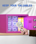 Pink Safe Box With Sensor Light And Electronic Digital Keypad Durable Steel Construction Hidden Small Safe for storing money