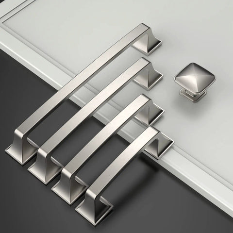 10 Pack Brushed Satin Nickel Cabinet Pulls, 6-1/4 Inch Hole Center, Slick Kitchen And Bathroom Drawer Handles