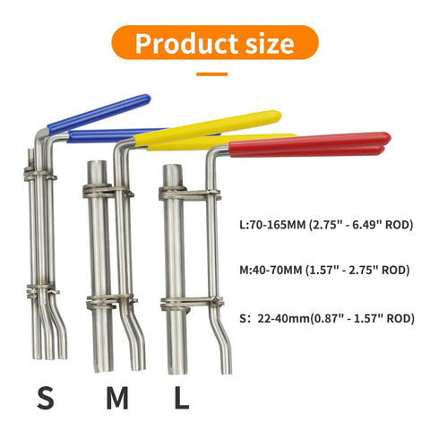 Pro Grade All In One Hydraulic Cylinder Seal Installer Kit 3 Piece Set with rubber grip handles, showing size differences for large, medium, and small seals.