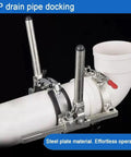Heavy Duty Ratchet Pipe Puller With Anti Jam Clamp for sewer drainage and construction, PVC alignment tool in use on PP pipe.