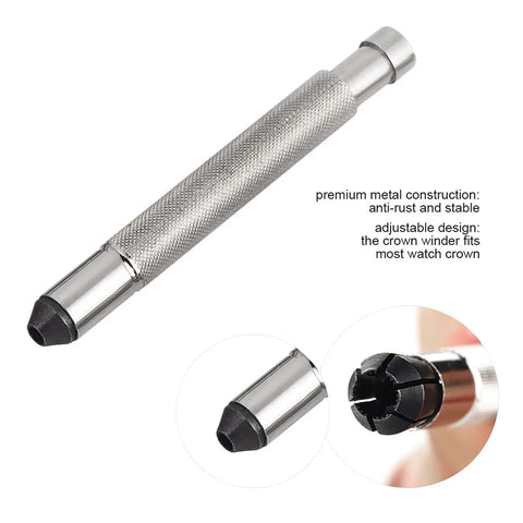 Crown Winder Tool For Mechanical Watches Hand Operated Winding Repair Kit with adjustable anti-rust metal body and crown fit details