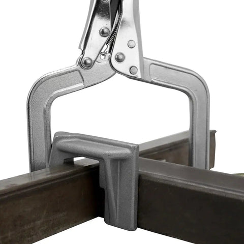 Beefy 90 Degree Angle Joint Clamp Tool For Quick Hold And Release One Hand T Joint Clamp with throat depth three inches, clamping metal