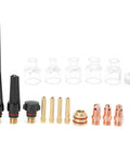 Upgrade Your Argon TIG Welding Game With This Premium WP 17 18 26 Torch Accessories Kit. Features glass cups, brass nozzles, and clamps.