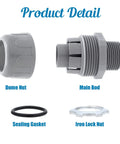Components of 6 Pack 3/4 Inch NPT Liquid Tight Conduit Connector Nonmetallic Straight Electrical Conduit Fitting PVC UL Listed