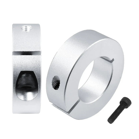 4 Pack 28mm Split Shaft Collars Set With 50mm Outer Diameter And 15mm Thick Aluminum Alloy Rust Resistant Clamp On Design For Precision Machinery CNC Robotics And Mechanical Assemblies Built Tough For Your Rig, shown with set screw