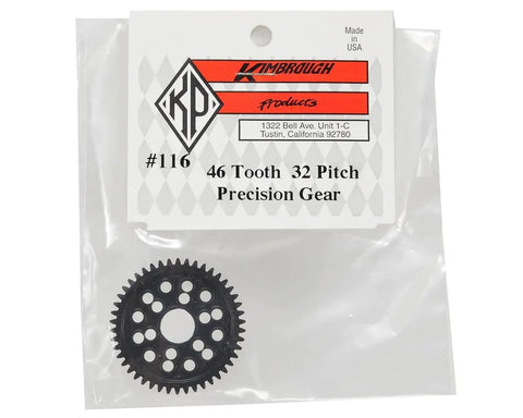 116 Series 46 Tooth Spur Gear In 32 Pitch Brown For RC Cars And Trucks in packaging, high torque, rugged alloy, precise fit.