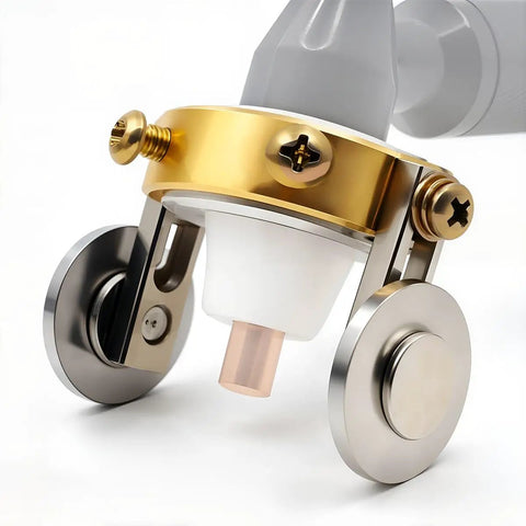 Close-up of PT 31 Roller Guide Plasma Cutter Torch Stand Off with Double Wheel Spacer for smoother pro grade cuts