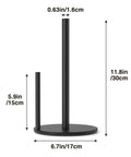 Dimensions of Matte Black Stainless Steel Paper Towel Holder With Weighted Base, Topnotch Durable Kitchen Roll Dispenser.