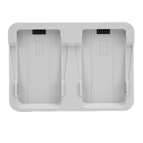 Top view of Two Way Drone Battery Charger with 60W Fast Charging Storage Station on the go for FLIP Drone Battery, dual slots visible.