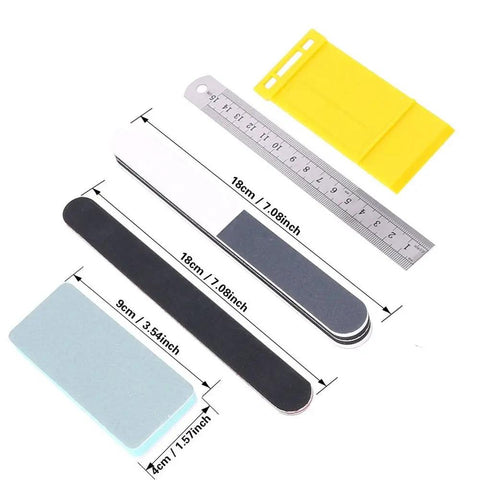 Ruler and sanding sticks from 44 Piece Gundam Model Tools Kit For Hobbyists With Dope Tweezers Knife Nippers Clippers Files Sanding Sticks