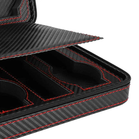 Solid Eight Grid Wristwatch Storage Box Built Tough With Heavy Duty Carbon Pu Leather and Adjustable Splitter Plate interior view