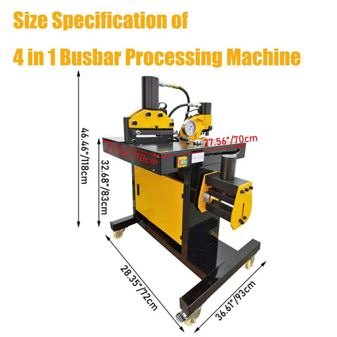 4 In 1 Electric Hydraulic Busbar Cutter Bender Crimper Puncher Machine With Adjustable Valve AC110V size specifications