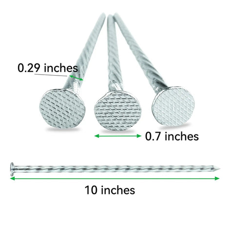 Heavy Duty 50 Pack Galvanized Landscape Stakes 10 Inch Spiral Spikes with 0.7 Inch Top for Paver Edging and Weed Barrier