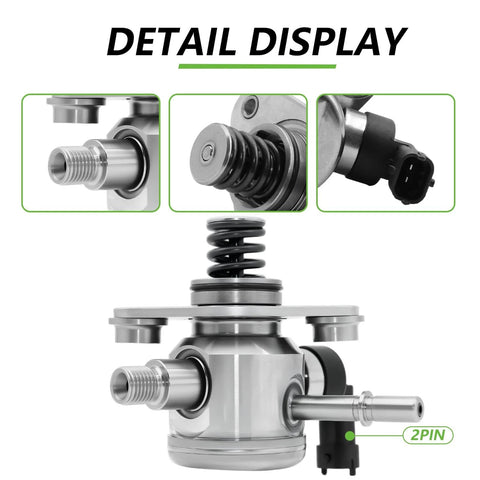 Detail view of Chevrolet High Pressure Fuel Pump 12641847 for 2010-2017 models like Equinox, Malibu, Impala, GMC Terrain, Buick LaCrosse.