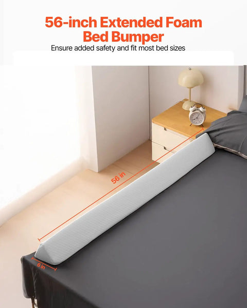 Toddler Bed Bumper 56 Inch Non Slip Bed Rail Guard with High Rebound Foam and Machine Washable Cover on bed corner