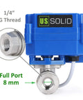 1/4 Inch Motorized Ball Valve With 85-265V AC Range, Brass Electric Valve, 2 Wire, Full Port, NPT Thread, Blue Casing