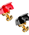 Pro Grade Performance Quick Release Top Post Battery Terminal Clamps With Weatherproof Boots and Heavy Duty Pure Copper Design for No Sweat Hookups On All Rides, red and black