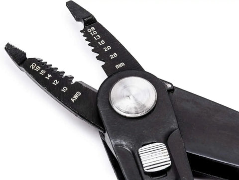 2 In 1 Combo Linesmans Pliers And Wire Stripper With Dual Material Handles For Comfortable Grip, Heavy Duty Tool Cuts And Strips 20 10 AWG Wires, 0.8 mm To 2.6 Mm, Black CCP8V showing detail of wire stripping sizes