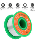 No Lead Solder Wire For Electronics With Rosin Flux Core 1.2mm Diameter Sn99 Ag0.3 Cu0.7 Alloy 30g spool on white background