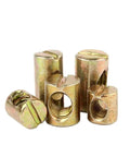 M6 And M8 Barrel Nuts For Furniture Assembly, Cross Dowel With Horizontal Slot, Hammer Embedded Nut, 10 Pieces
