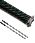 Two Pack 18 Inch Torsion Spring Winding Rods With Rubber Handles 0.5 Inch Diameter Steel Winding Bars For Garage Door Tension Spring Adjustment And Replacement Heavy Duty DIY Pro Tool shown with torsion spring