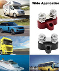 Bus Bar Terminal Block Power Stud Size 0.3125 Inch Battery Junction Post Distribution Block Insulated With Cover DC 48V 250A For Auto Truck RV Boat Red And Black Beefy shown with vehicles in background
