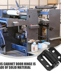 Front view of SOLUSTRE metal cabinet door hinge; black metal, two-leaf with mounting holes