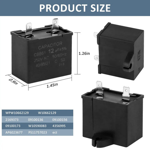 Dimensions of Two Piece Fridge Start Kit With PTC Relay And 12uF 250V Run Capacitor For Kenmore And Maytag Fridges Replaces W10448874