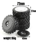 72mm Rubber Tires for One Tenth Scale RC Cars with grippy and durable design featuring 27mm height and 45mm width