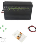 1000W Continuous, 2000W Peak Pure Sine Wave Inverter with accessories, cables, and user manual visible, ideal for car or RV use.
