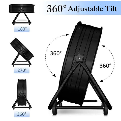 24 Inch Industrial Drum Fan With High Velocity Airflow, Heavy Duty Metal Air Circulator showing adjustable tilt positions