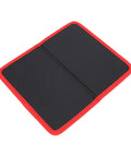Magnetic Tool Mat With 40 Lb Holding Power 9.6x11 Inch Foldable Parts Holder Pad Oil PVC Coating For Auto Repair Garage Organization And Workshop Use Keeps Wrenches Bolts And Screws Secure, black with red trim
