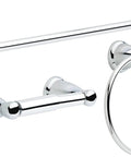 All In One 3 Piece Polished Chrome Bathroom Set With Towel Bar Towel Ring And Toilet Paper Holder For A Clean Modern Or Vintage Look