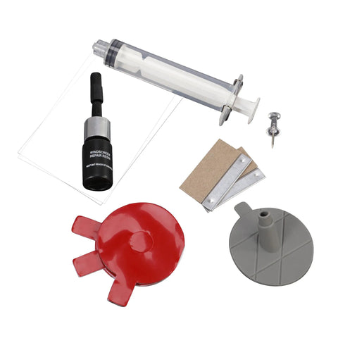 Windshield Crack Repair Kit For Cars With Nano Repair Fluid And Auto Glass Sealant components including syringe and sealant