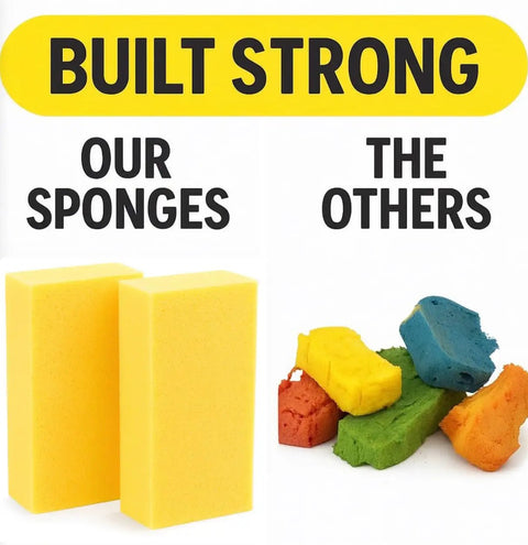 Two Pack Extra Thick Large Rectangle Car Wash Sponges For All Purpose Cleaning Non Scratch Safe On Paint Ideal For Vehicle Washing Equipment Cleaning And Boat Cleaning, yellow sponges
