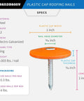 Pro Grade Plastic Cap Roofing Nails With Hella Secure Ring Shank And Tough Electro Galvanized Steel For Roof Underlayment Felt Paper And House Wrap Giving Crisp Non Visible Coverage And Rock Solid Hold In A Massive Three Hundred Pack, featuring 1 inch plastic cap and ring shank