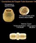 2 Pack Copper Pipe Extension Joint Connectors For Air Conditioning Lines Quick Connect Flare Nut Adapters aperture 6.6mm copper