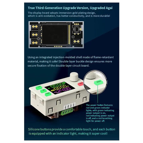 XY6509X CNC Adjustable DC Power Supply CV CC 65V 9A 585W Buck Module with display board and indicator lights