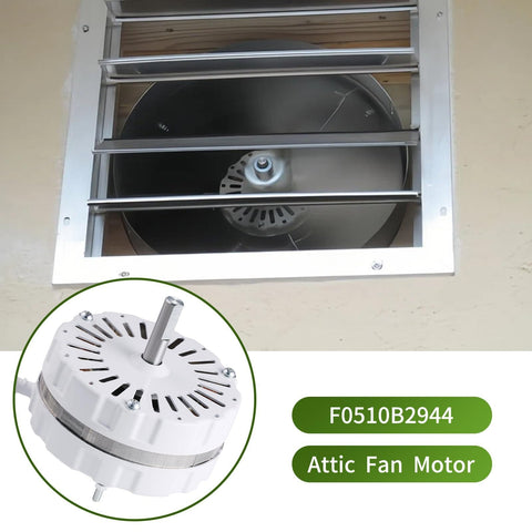 Attic Fan Motor Replacement Kit For 2000 Series Attic Vent Fans with white power unit and motor, close-up view.